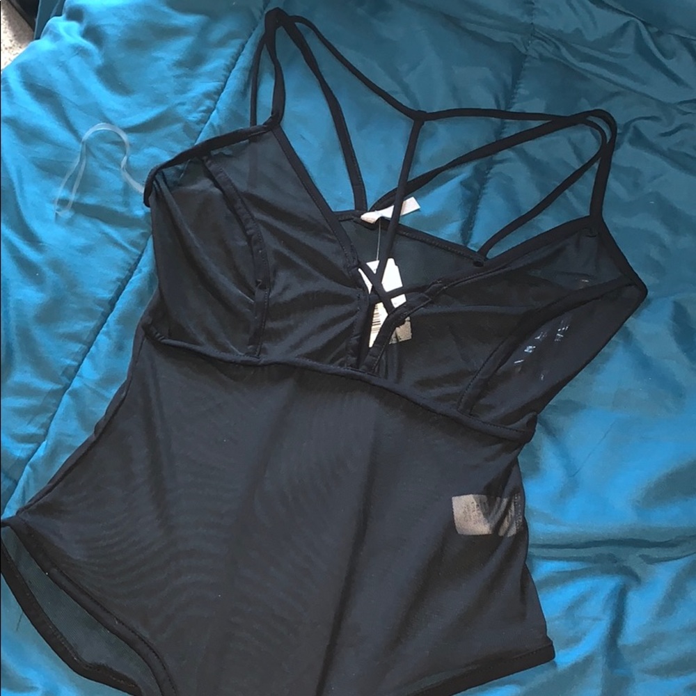 Strappy mesh bodysuit
